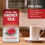 La tisane énergétique aux herbes de Total Tea aide à supprimer l'appétit et peut remplacer le café