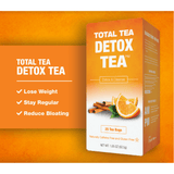 Chá total, chá de ervas, chá de desintoxicação suave padrão - reduz o inchaço e a constipação - promove a perda de peso - 25 ct